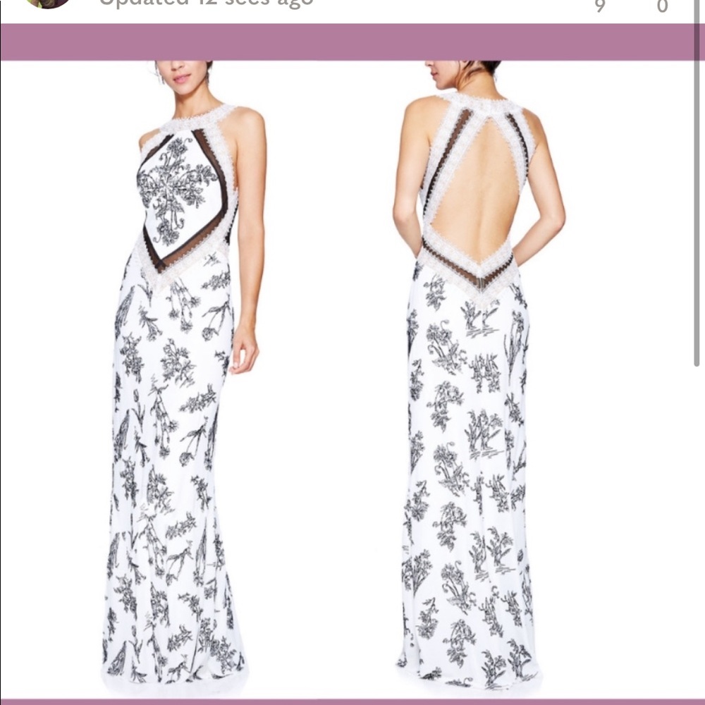 NEW $598 Tadashi Shoji Clotide Halter Lace Gown 8